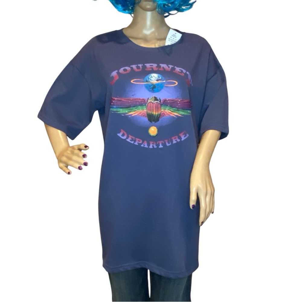 Journey Departure Thick Fabric Long Blue-Gray Tee Shirt T-Shirt Top Medium NWT
